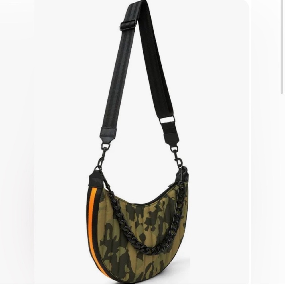Think Royln Camouflage Crossbody Bag with Orange Stripe